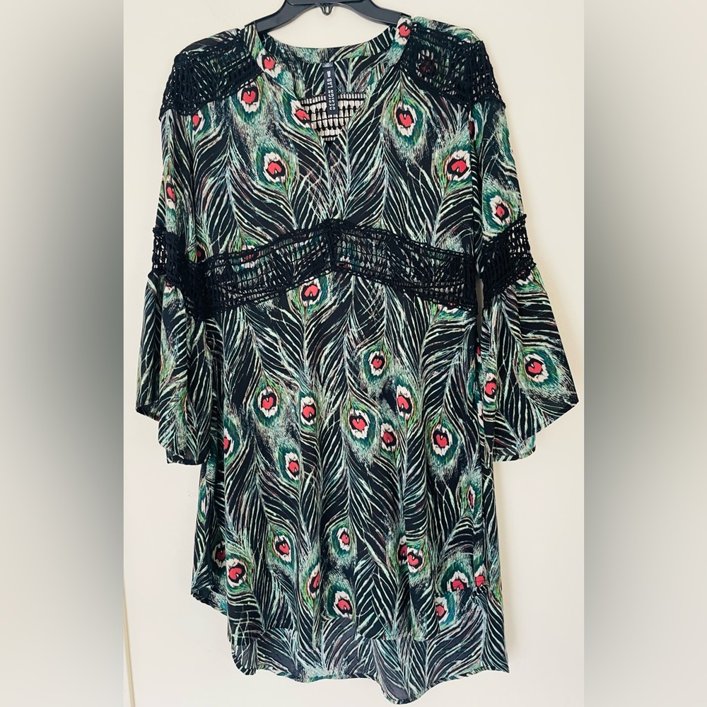Design Lab L&T Tunic Blouse Shirt Multicolored - Size L - Excellent Condition